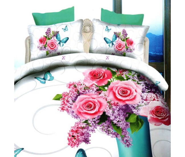 Lenjerie de pat digital print 3d (liliac flowers)